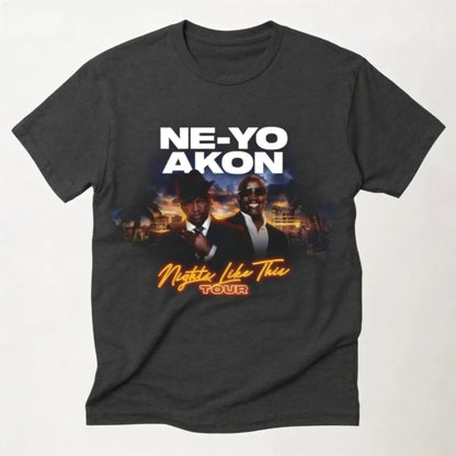 Ne Yo Akon 2026 New Night Like This Tour T Shirt Fashion Casual Top For Everyday Wear Slightly Breathable Hip Hop Streetwear