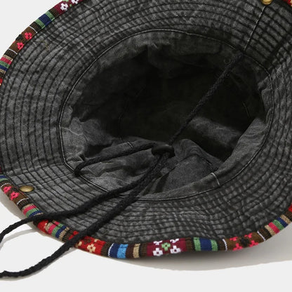 Cotton National Wind Solid Color Bucket Hat Outdoor Travel Sun Cap For Men And Women 15