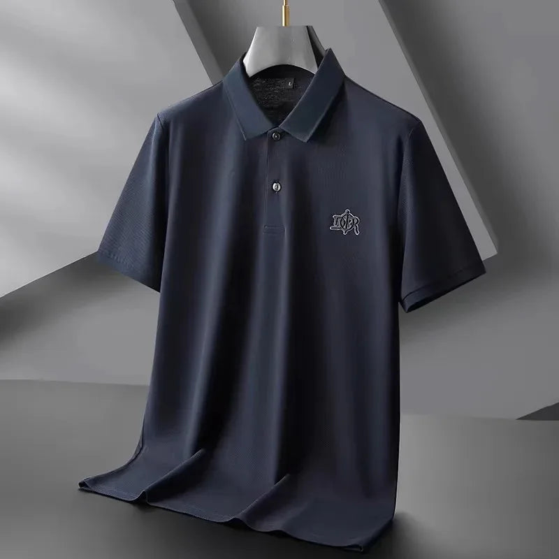 Designer brand 100%cotton short sleeve polo shirt summer trend letter embossed lapel top casual golf T-shirt business men's wear