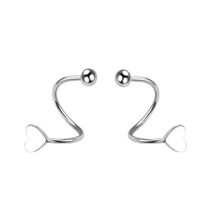Genuine 925 Sterling Silver Fashion Jewelry New Spiral Heart Star Stud Earrings For Women XY0247