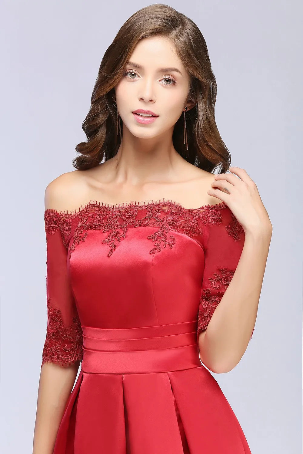 Luxury Lace Appliques Evening Dresses Elegant Satin A Line Embroidery Lace Up Prom Gowns Formal Party Vestido De Gala For Bride