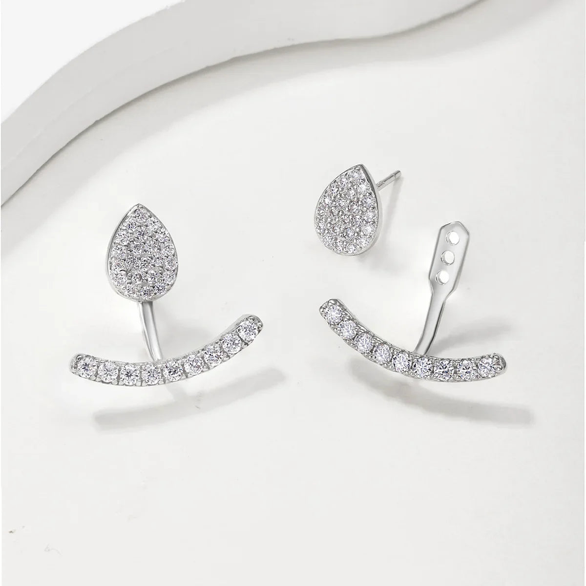 2 in 1 Pear Marquise Cut Moissanite Stud Earrings for Women S925 Silver Full Lab Diamond Dainty Pierced Ear Fine Jewelry