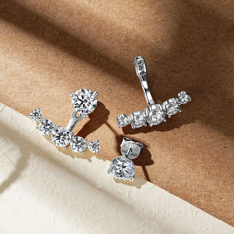 2 in 1 Full 5mm D Color Moissanite Stud Earrings for Women S925 Silver 2cttw All Diamond Earring Pierced Ear Fine Jewelry