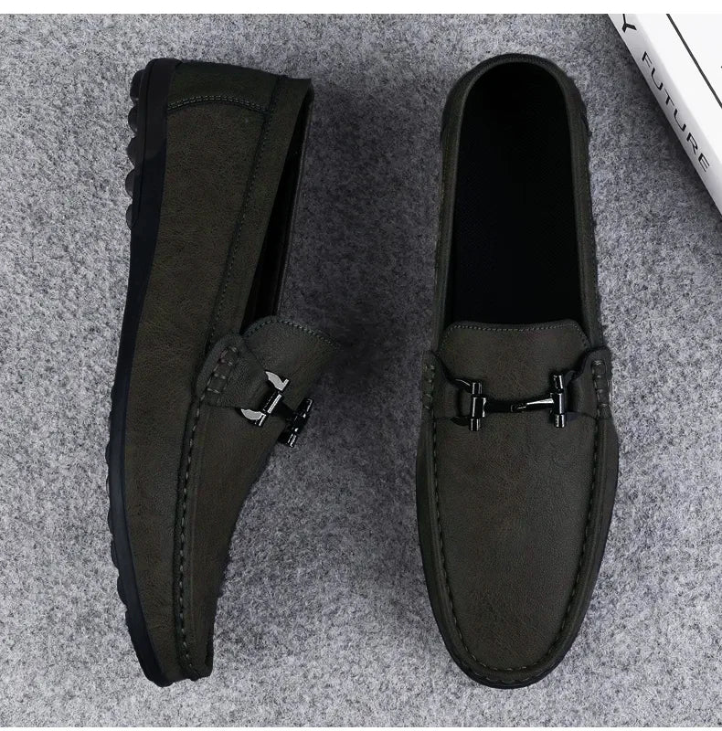Men's shoes large size simple men's lazy casual shoes for men's black light driving loafers men's shoes leather shoes