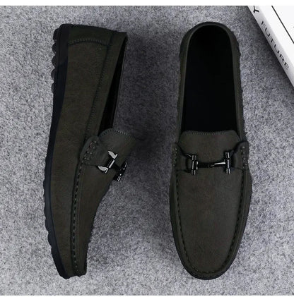 Men's shoes large size simple men's lazy casual shoes for men's black light driving loafers men's shoes leather shoes