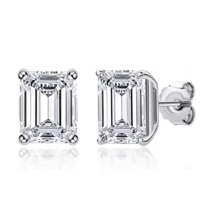 D VVS1 Emerald Cut Moissanite Earring s925 Sterling Sliver Plated with 18k White Gold Earrings for Women Fine Jewelry