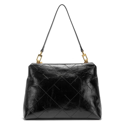 Women's Tote Bag 2026 Spring/Summer New Single Shoulder Bag Simple Black Diamond Grid Pattern Handbag