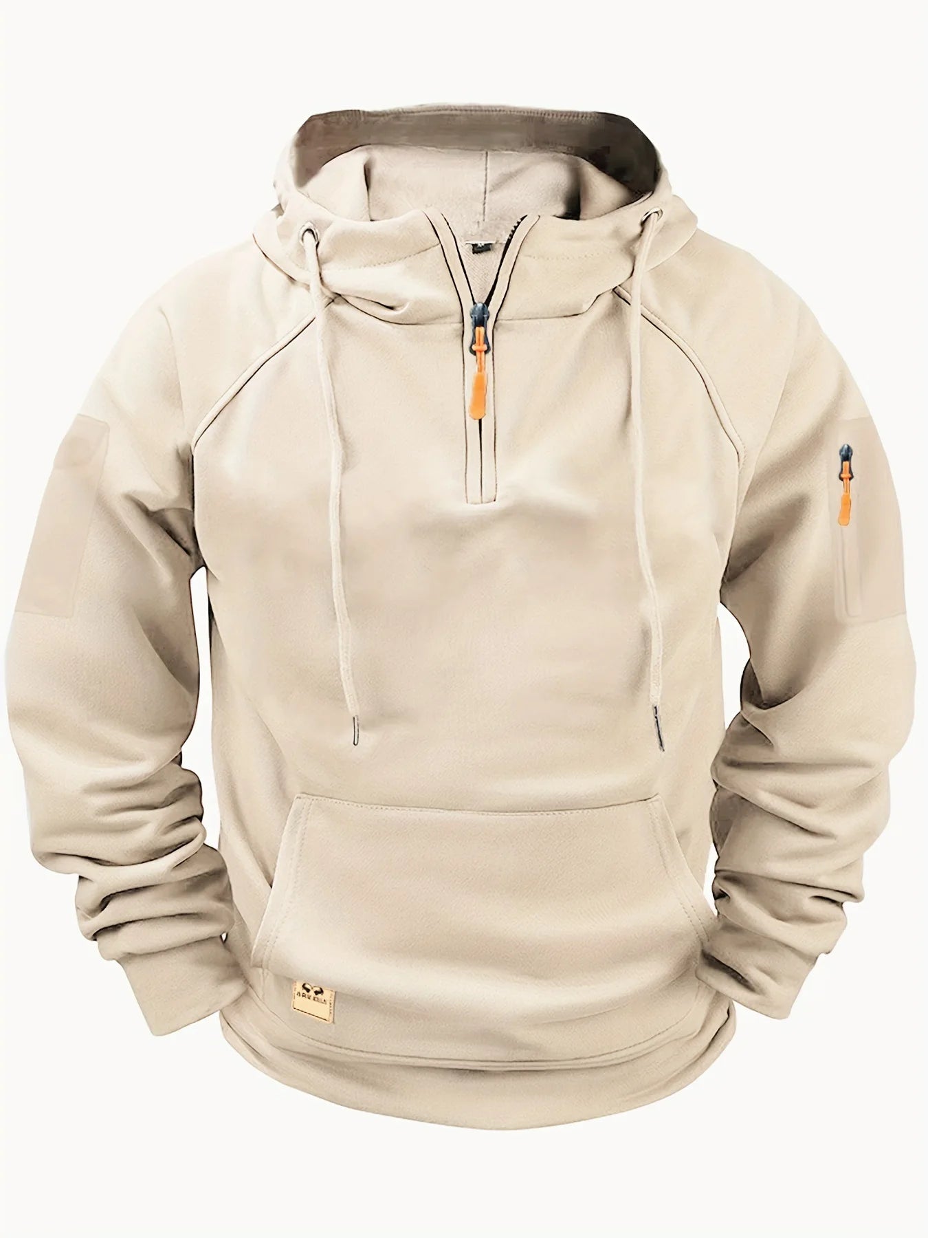 Autumn and winter men's casual sports multi zipper arm pocket hoodie pullover hooded sweatshirt sports casual sweatshirt