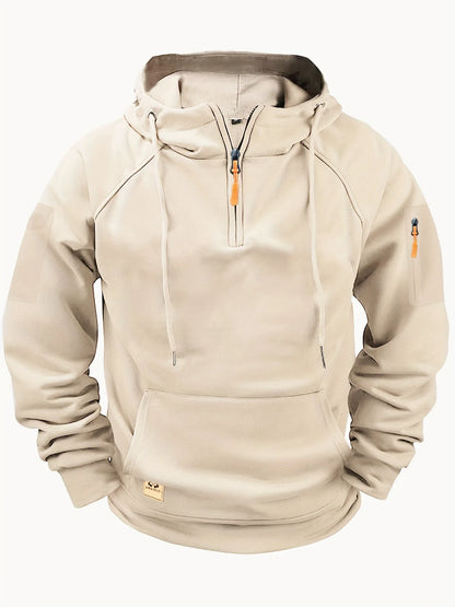 Autumn and winter men's casual sports multi zipper arm pocket hoodie pullover hooded sweatshirt sports casual sweatshirt