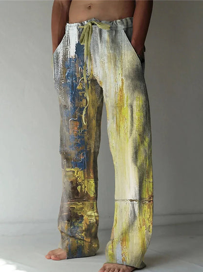 Men's Trousers Summer Pants Beach Pants Drawstring Elastic Waist flame 3D Print Graffiti Comfort Casual Daily Holiday Streetwear