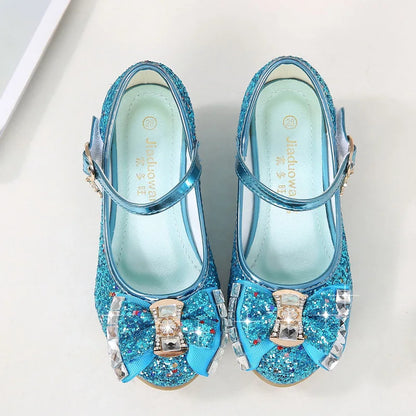 Spring Children Shoes Girls High Heel Princess Dance Sandals Kids Shoes Glitter Leather Fashion Girls Party Dress Wedding Shoes