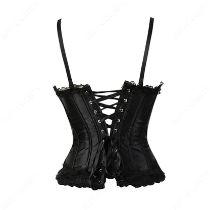 Women Corset Top With Straps Bustier Pink Lace Corset Overbust Tank Tops Thin Straps Sexy Green Corset for Women