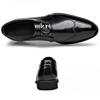 Luxury Party Shoes for Men Slip on Formal Dress Shoes for Men Pointed Toe Black PU Leather Casual Business Shoes Office Wedding