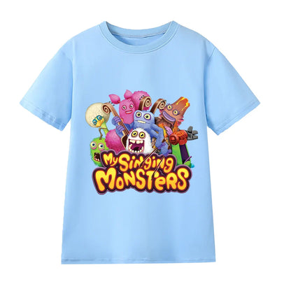 Summer Kids Cartoon Print Sport Clothing Suit Monsters Boys Casual Outfits Children Breathable T Shirt Pocket Shorts 2 Piece Set