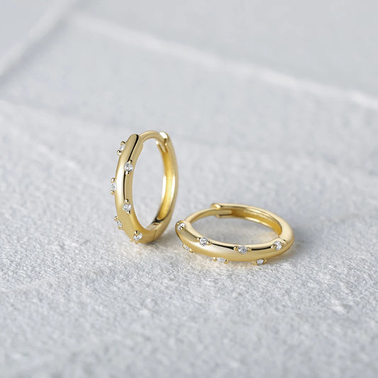 925 Sterling Silver Glossy Hoop Earrings Gold Color Tiny Cartilage Piercing Small Huggie Earring Fine Jewelry Accessories