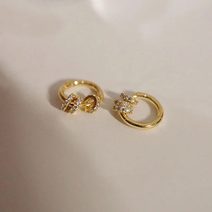Stainless Steel Gold Plated Huggie Hoop Earrings Dainty Sparkling CZ Cluster Design Hypoallergenic Elegant Jewelry for Women