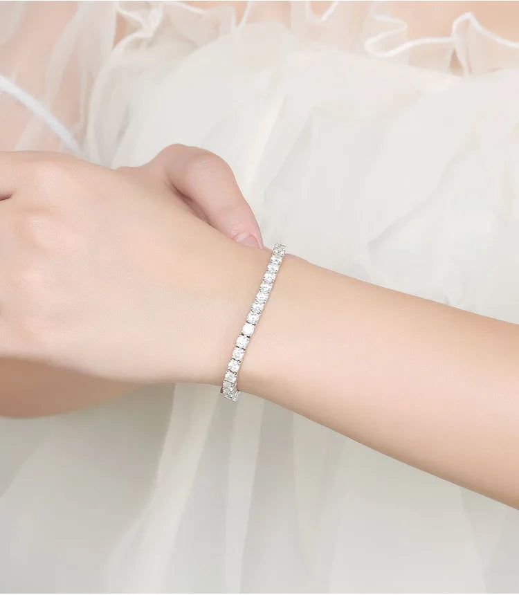 2/2.5/3/4/5mm Full Moissanite Bracelet for Women 100% 925 Sterling Silver Party Fine Jewelry Gift