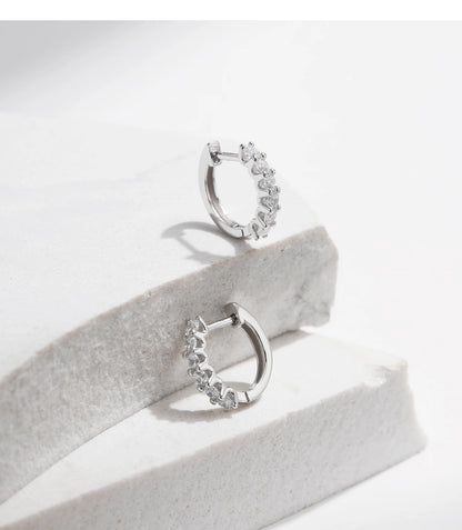 Moissanite Small Hoop Earrings 925 Sterling Silver Hollow Sparkling Ear Buckles For Women Wedding Fine Jewelry