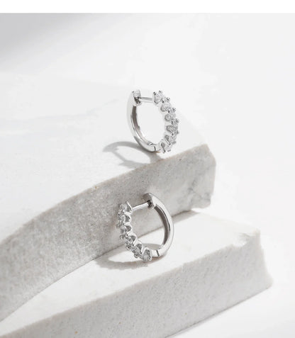 D Color Moissanite Small Hoop Earrings 925 Sterling Silver Hollow Sparkling Ear Buckles For Women Wedding Fine Jewelry