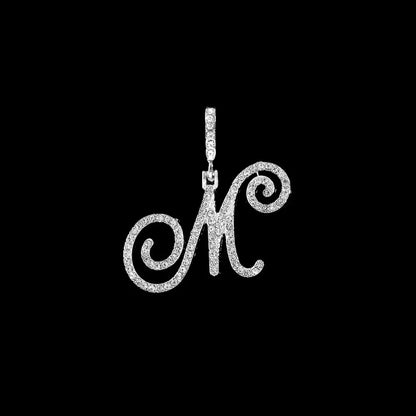 Fashion 26 Cursive Initial Letter Zircon Pendant Necklace For Women Shiny Crystal Alphabet Rope Chain Necklace Hip Hop Jewelry