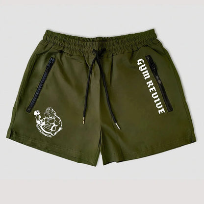 Men's Printed Shorts Summer Quick Dry Side Double Zipper Pockets Design Running Basketball Training Gym Shorts