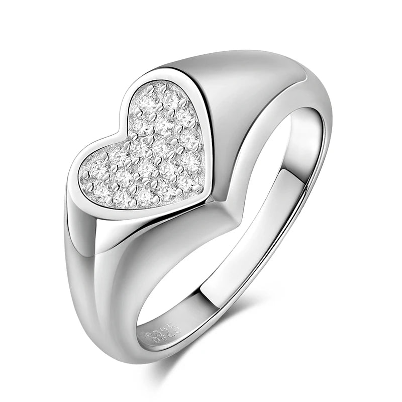 1.2mm Heart All Moissanite Rings for Women Sparkling Luxury Quality Fine Jewelry S925 Sterling Silver Plated 18k Band