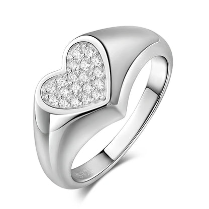 1.2mm Heart All Moissanite Rings for Women Sparkling Luxury Quality Fine Jewelry S925 Sterling Silver Plated 18k Band