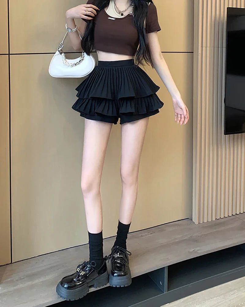 Women Casual Beach Vacation Mini Skirt High Waist Office Slim A-line Skirt Sweet Ruffles Skirt For Women Summer 2025