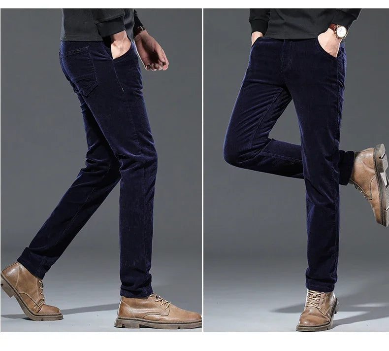 Winter Men's Fleece Corduroy Pants Warm Classic Casual Business Plush Thickened Business Trousers Male Brand Clothing