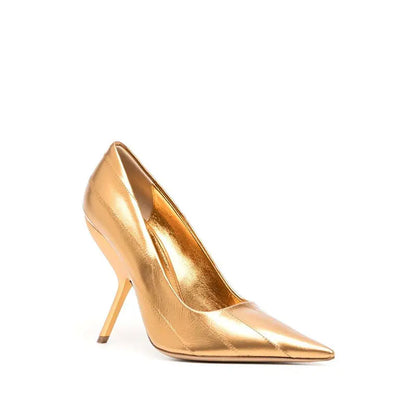 Brand Fashion Show Silvery 9cm High Heel Spring Autumn New Irregular Heels Black Red Pointed Sexy Women's Single Shoes Size 43