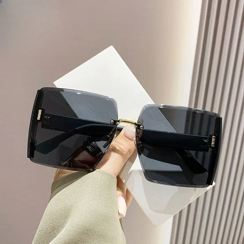 Women Fashion Rimless Beach Gradient Sunglass Original Lady Retro UV400 Eyeglasses