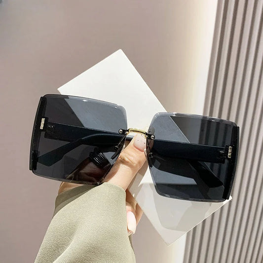Women Fashion Rimless Beach Gradient Sunglass Original Lady Retro UV400 Eyeglasses