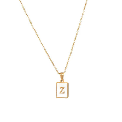 Minimalist Mother of Pearl Shell Stainless Steel Tarnish Free Initial Necklace Gold Plated Letter Necklace for Women