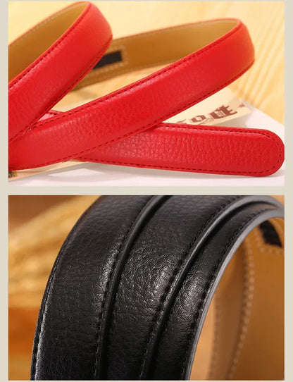 Men Women 2.4 2.8 3.0 3.5 cm Wide Belt No Buckle for Automatic Buckle High Quality PU Leather Belts Body Straps without Buckle