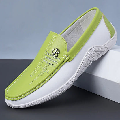 Men's Fashionable Comfortable Soft Casual Loafers Slip-On Shoes Trendy Anti-Slip Leather Footwear for Casual Wear-6601
