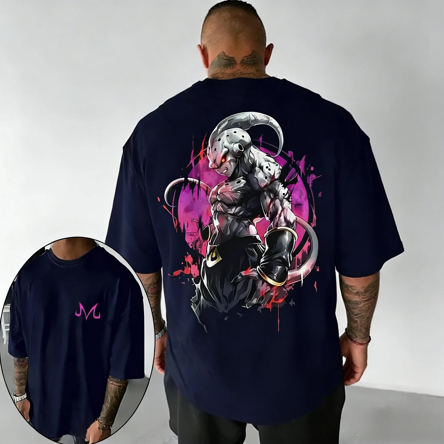 Anime Oversized Cotton T-shirt Summer New Majin Buu Print Neutral Street Hip-hop Loose Casual Short Sleeved Top