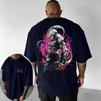 Anime Oversized Cotton T-shirt Summer New Majin Buu Print Neutral Street Hip-hop Loose Casual Short Sleeved Top