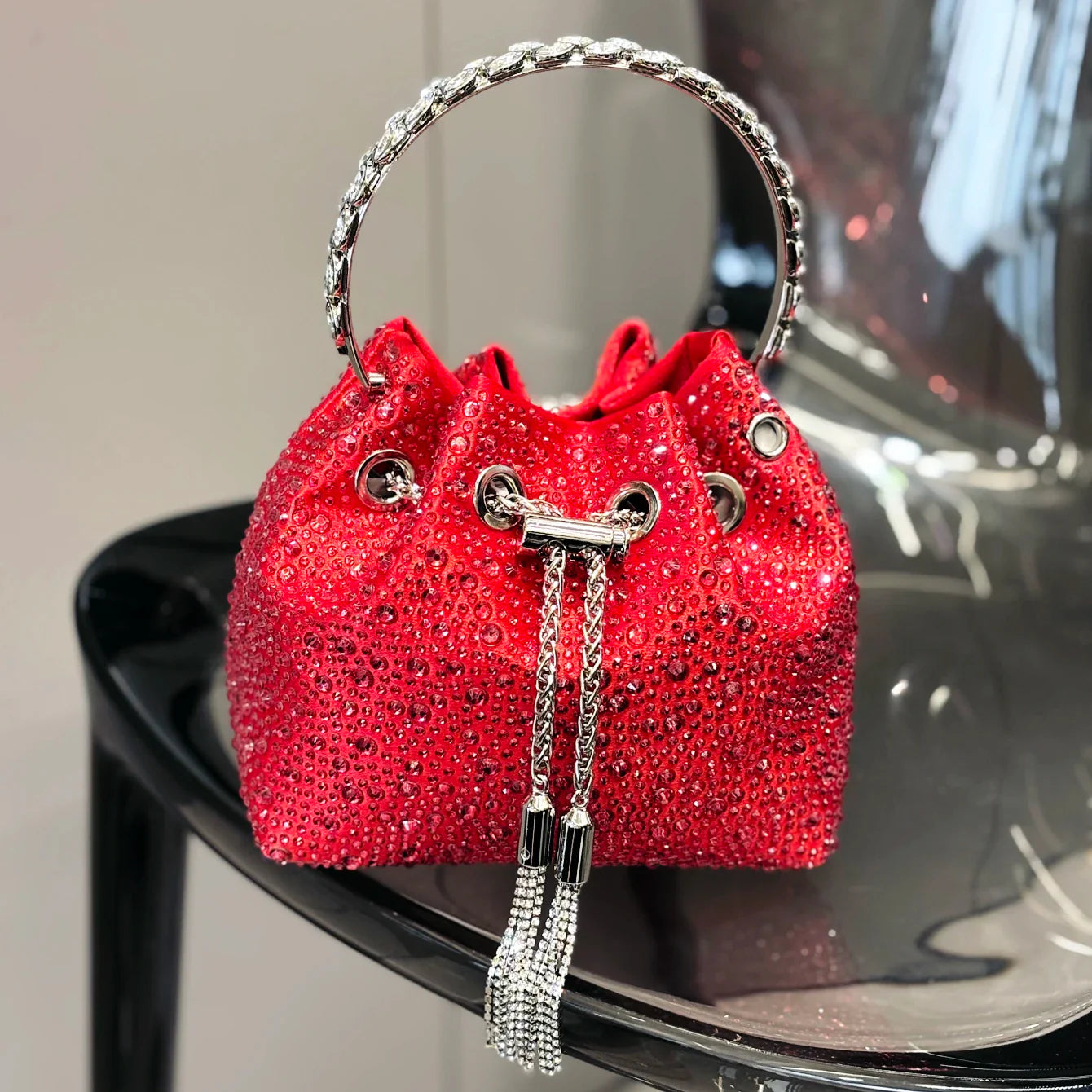 Handle Rhinestones Evening clutch Bag Purses and handbag luxury Designer shoulder bag Shiny Crystal Clutch purse bucket bag