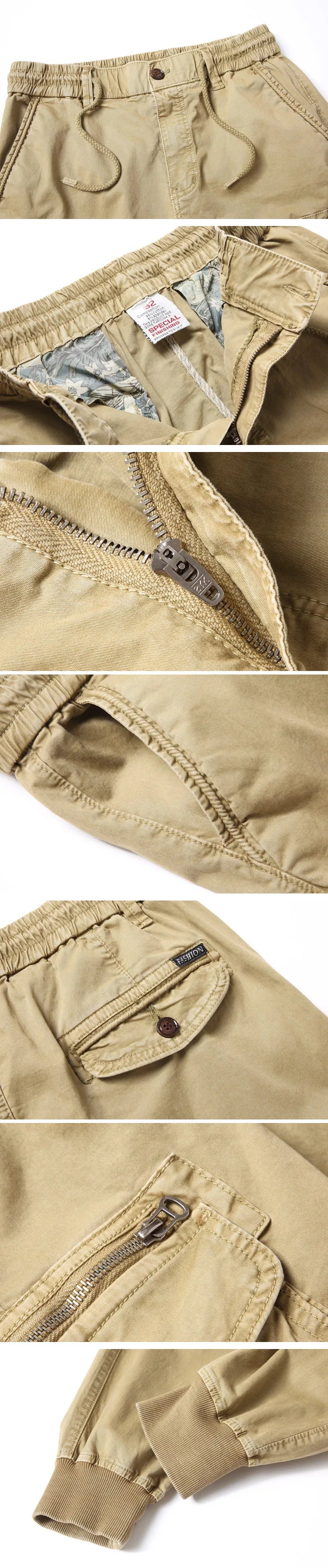 Large Pocket Loose Overalls Men's Outdoor Sports Jogging Tactical Pants Elastic Waist Pure Cotton Casual Work Pants Cargo Pants