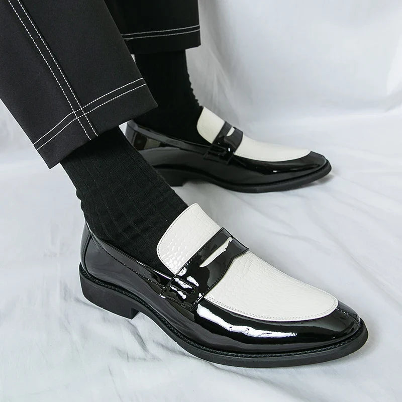 Loafers Shoes Men Color Blocked Business Casual Fashion Round Head Formal Wedding Shoes