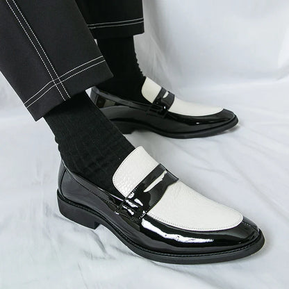 Loafers Shoes Men Color Blocked Business Casual Fashion Round Head Formal Wedding Shoes