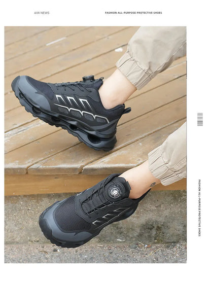 Fashion Steel Toe shoes Work Sneakers Safety Shoes Men Rotating button Protection Shoes Puncture-Proof Indestructible shoes