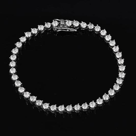 3 Claws D VVS1 Zircon/Moissanite Tennis Bracelet for Women Full Diamond Luxury Chain S925 Sterling Silver Plated Platinum
