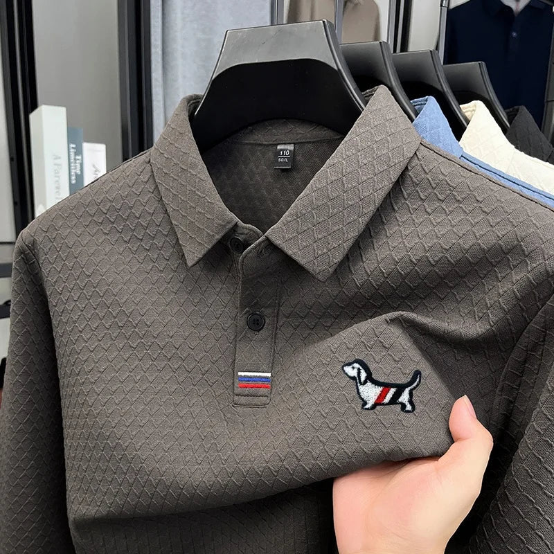 luxury men's new high quality long sleeves Polo shirt lapel embroidery jacquard brant T-shirt business fashion leisure Mens wear