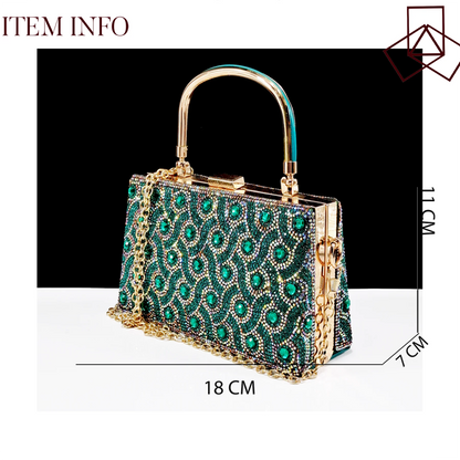 Rhinestone Design INS Hot Sale New Arrivals African Shoes and Bag Set in Green Color Open Toe Comfortable Women Heels