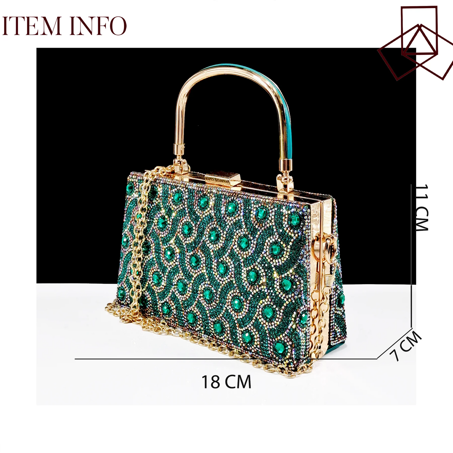 Q Rhinestone Design INS Hot Sale New Arrivals African Shoes and Bag Set in Green Color Open Toe Comfortable Women Heels