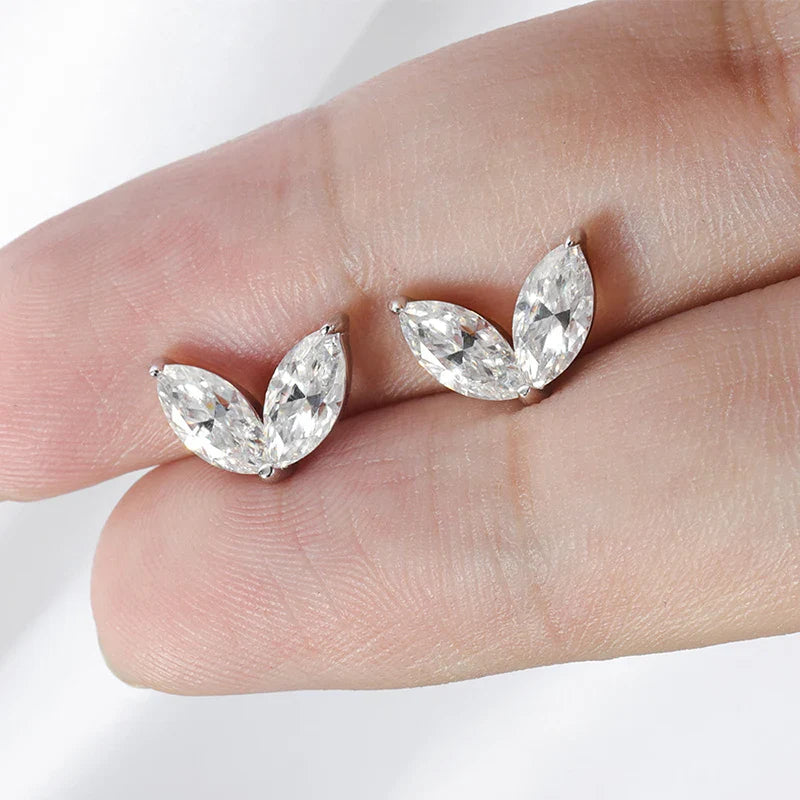 0.3-1CT Marquise Cut Real Moissanite Stud Earrings for Women Party 14k Plated Lab Diamond Earring Silver Jewelry S925