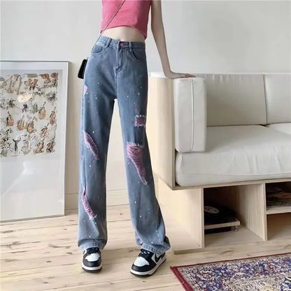 High-waisted Slimming Jeans Women's Loose-fit Draped Trousers