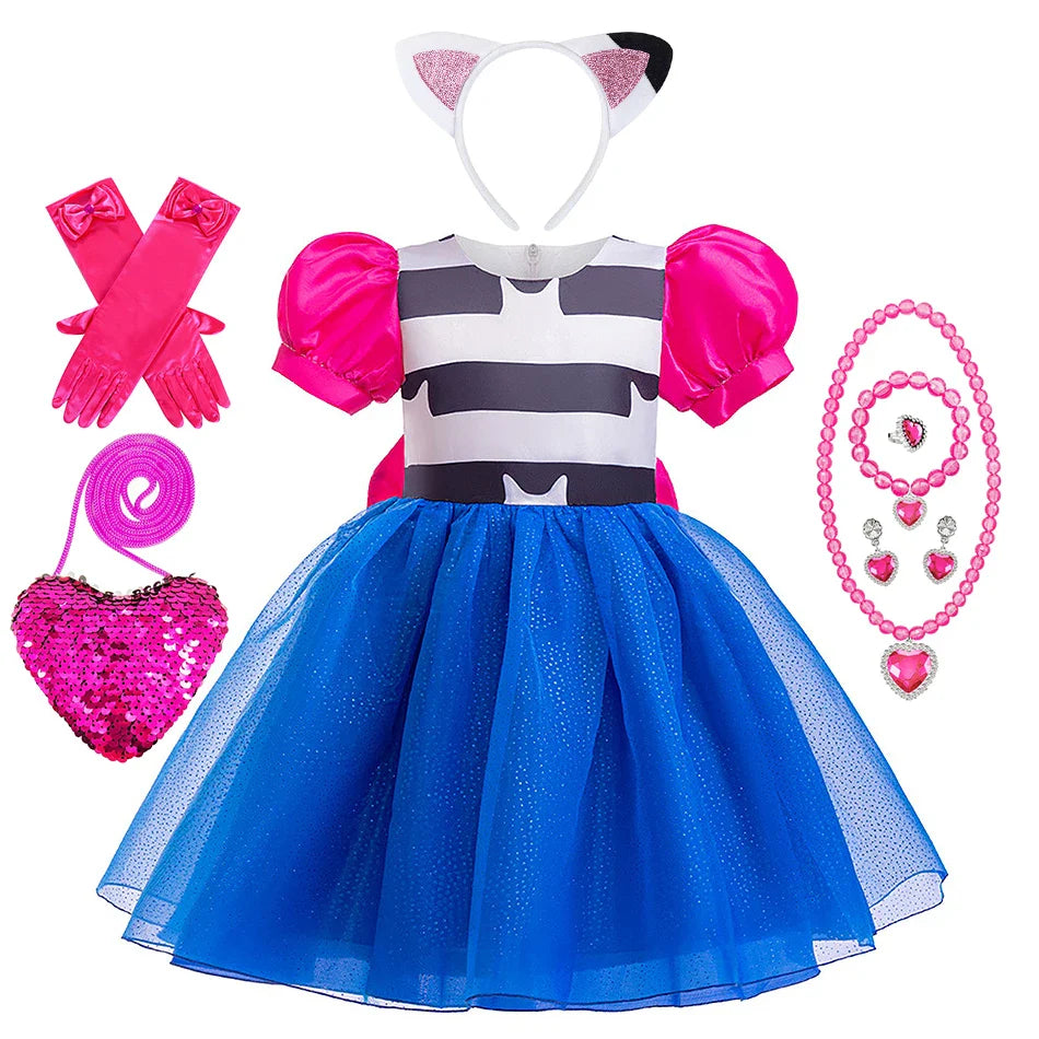 Cats Bow Princess Dress Girls Summer Doll House Cosplay Fancy Cute Frocks Children Holiday Halloween Birthday Party Gown