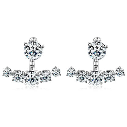 2 in 1 Full 5mm D Color Moissanite Stud Earrings for Women S925 Silver 2cttw All Diamond Earring Pierced Ear Fine Jewelry